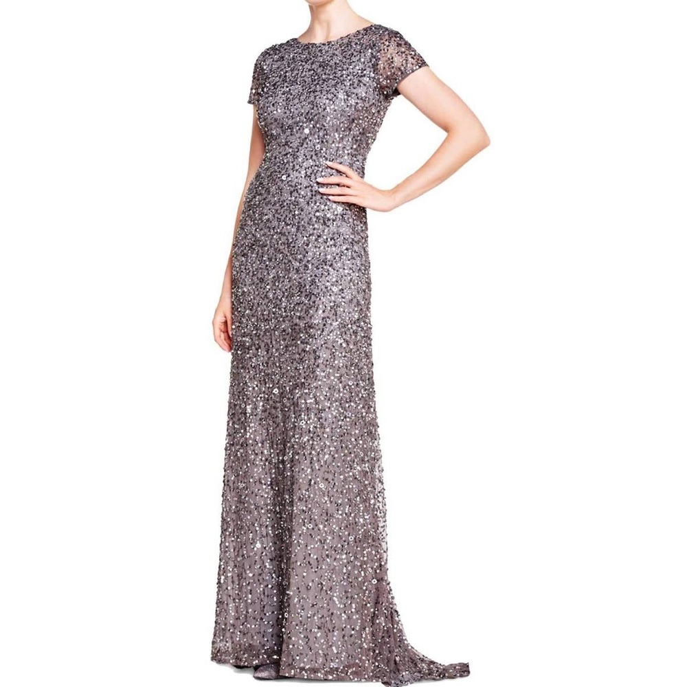 Adrianna Papell All over sequin dress silver